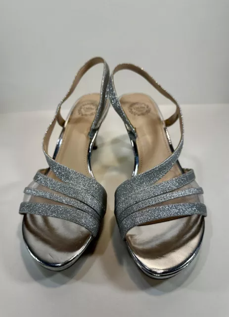 I. Miller Sexy Silver Glitter Fancy Strap Wedding Sandals Heels Women’s Size 8.5 3