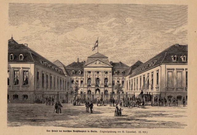 32144/ Holzschnitt aus 1878 – Das Palais des deutschen Reichskanzlers in Berlin