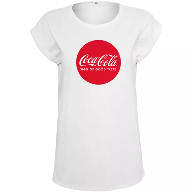 Merchcode Ladies Coca Cola Round Logo Tee Damen T-Shirt Logo Print Baumwolle Neu