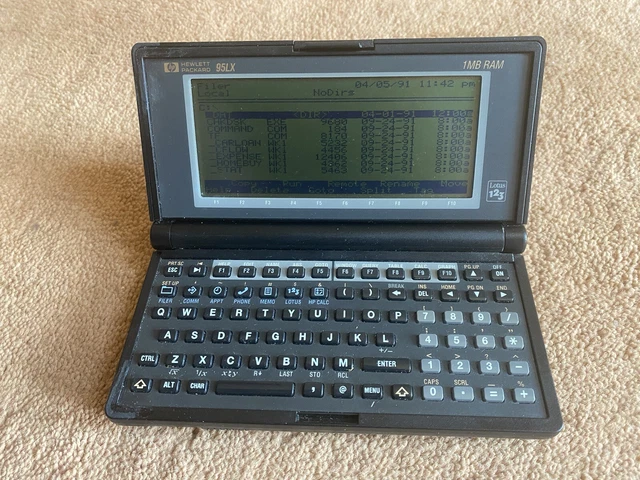 Computer portatile HP 95LX raro con scheda di memoria 1 MB