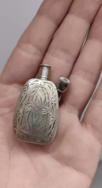 Flaconcino Boccetta Porta Profumo In Argento Sterling 925 Bulinata