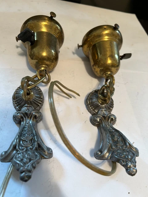 2 Old Cast Art Deco Victorian Sconce Ceiling Pan Light Fixture Arm Socket Parts