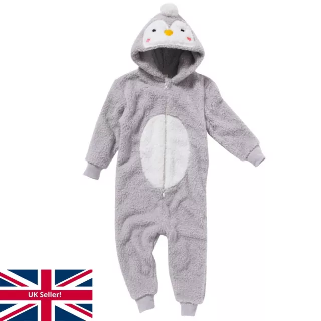 World Book Day Baby Penguin 1Onesie Girls Boys Character Jumpsuit Playsuit Grey