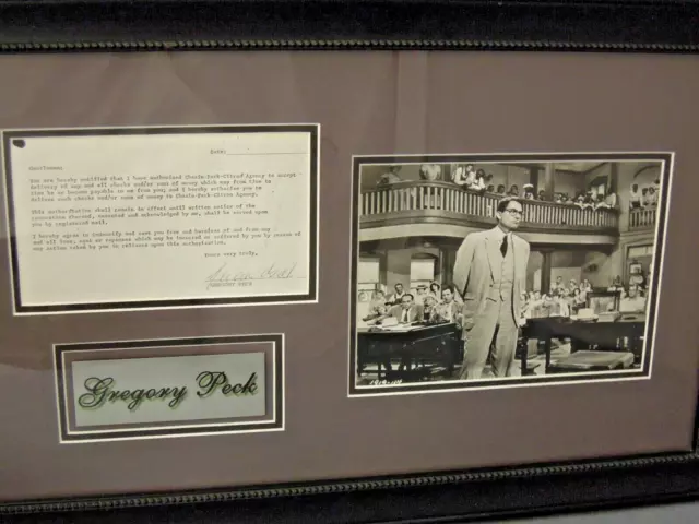 To Kill a Mockingbird Letter Gregory Peck Signed Nameplate Photo Framed