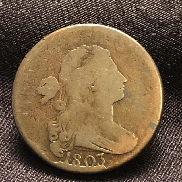 1803 Draped Bust Copper Large Cent Type Coin S-263  Large Obverse Cud Late Die