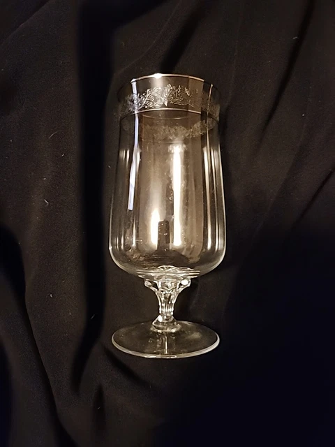 Iced Tea Goblet Glass Lenox Crystal Moonspun Pattern Platinum 6 3/8"
