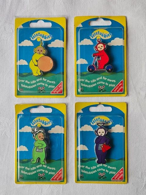 VINTAGE ORIGINAL TELETUBBIES Pin Badge Set of 4 (1996) - NEW