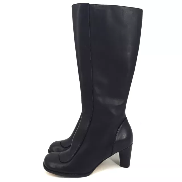 NEW Taryn Rose Black Leather Heeled Tall Boots Size 9.5