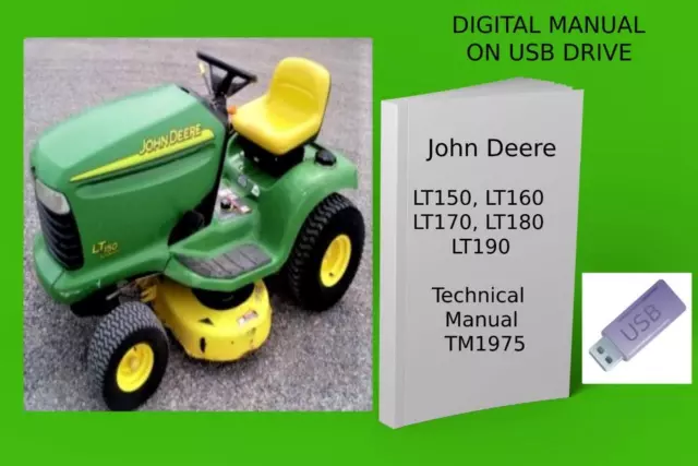 John Deere LT150 LT160 LT170 LT180 LT190 Lawn Tractor Service Manual See Desc.