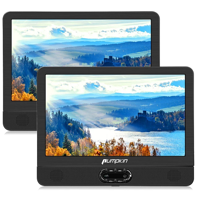 2X12" Tragbarer DVD Player Auto Kopfstütze Monitor USB AKKU AV-IN/OUT Für Kinder