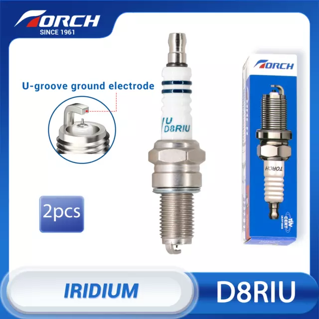 2x D8RIU Iridium TORCH Spark Plug Replacement for Denso X24ESG-U X24ESG-U IX24