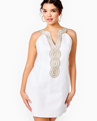 Lilly Pulitzer Valli Shift Dress size 10 embroidery mini dress Resort White