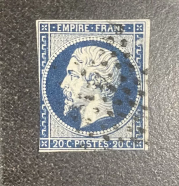 18 - FRANCE Timbre NAPOLÉON N°14A 20c Bleu Foncé Obl ÉTOILE 1854 YT 8€