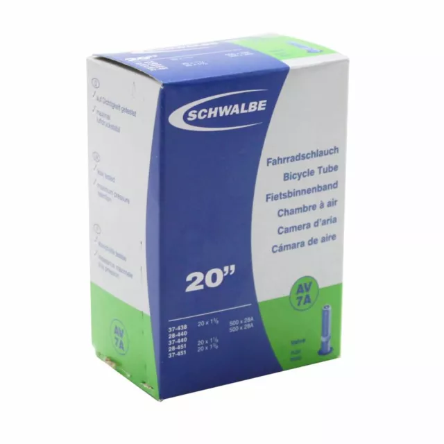 Chambre a air velo 20 x 1 3-8 - 500 x 28a - schwalbe valve standard tout alu