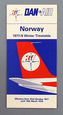 Dan Air Norway Airline Timetable Winter 1977/78