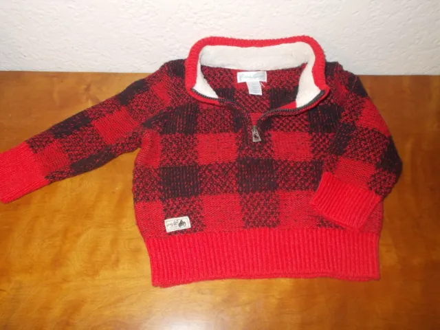Ralph Lauren Red Black Plaid Sweater Size 9 Months Infants