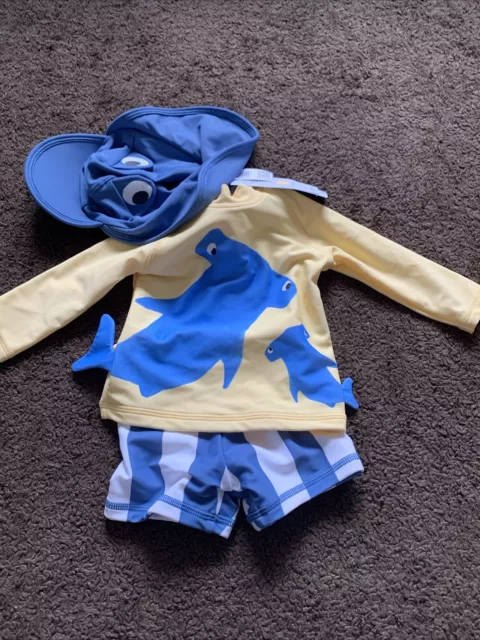 BNWT M&S Baby Boys Age 0-3 Months UPF 50+ 3 Piece Swim Suit