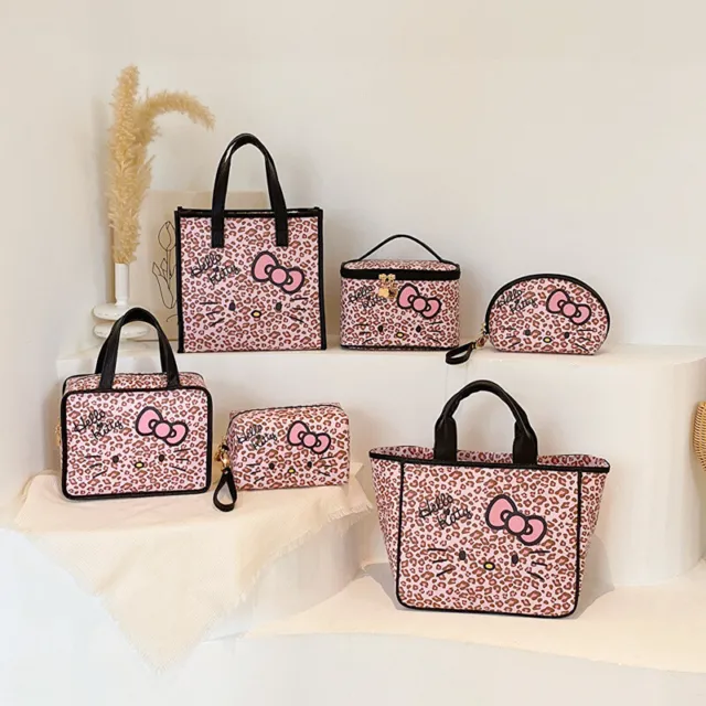 Hello Kitty Leopard Print Shoulder Bag Travel Cosmetic Bag Pouch Organizer Bag