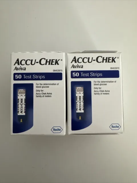 2 x Accu-Chek Aviva Blood Glucose Test Strips. 100 Test Strips