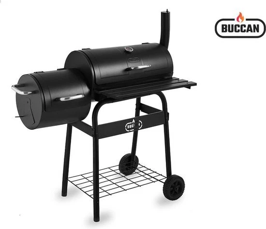 Buccan BBQ - Bunbury Double Barrel Barbecue - Dubbele Smoker - Zwart