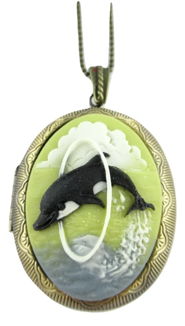 Pendentif Camée Porte-photo En Porcelaine Noire - Argenté - Modèle 733 - Occasion Bon état