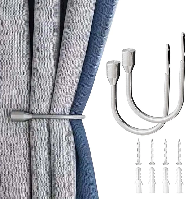 Metal Curtain Holdbacks, 2PCS U Shaped Wall Mounted Hook for Home Decor, Decorat