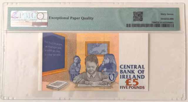 Ireland 5 Pounds 1994-1999 p- 75 UNC PMG 67 EPQ