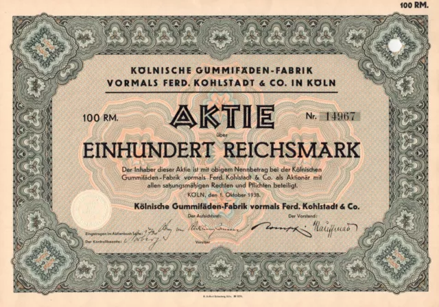 Kölnische Gummifäden-Fabrik vorm. Ferd. Kohlstadt & Co, Köln - Branche: Textil,