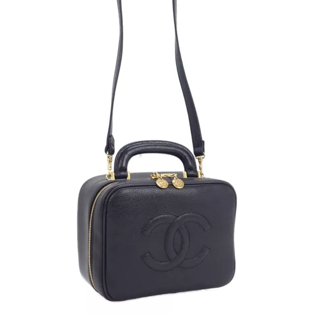 CHANEL 2WAY VANITY Shoulder Bag A11265 Caviar Skin Black GHW Used $3,120.00  - PicClick