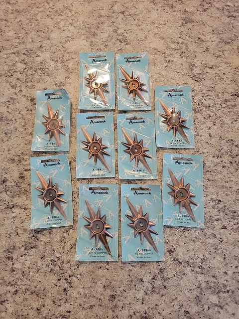 10 NOS Amerock Starburst Backplates Copper Cabinet Hardware MID CENTURY MODERN