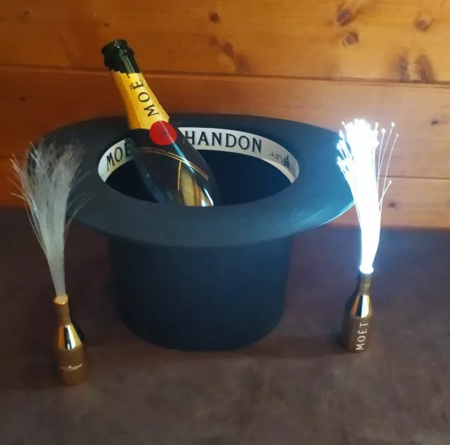 Lot Seau Bucket Champagne Moët Chandon Chapeau 2 Bouteilles Lumière Fibré Optic