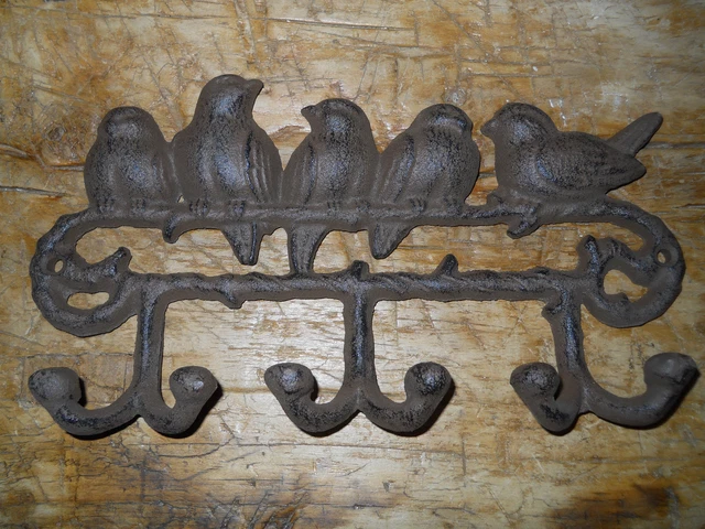 Cast Iron BLUE BIRD Towel, Coat Hooks, Hat Hook, Key Rack RUSTIC Garden