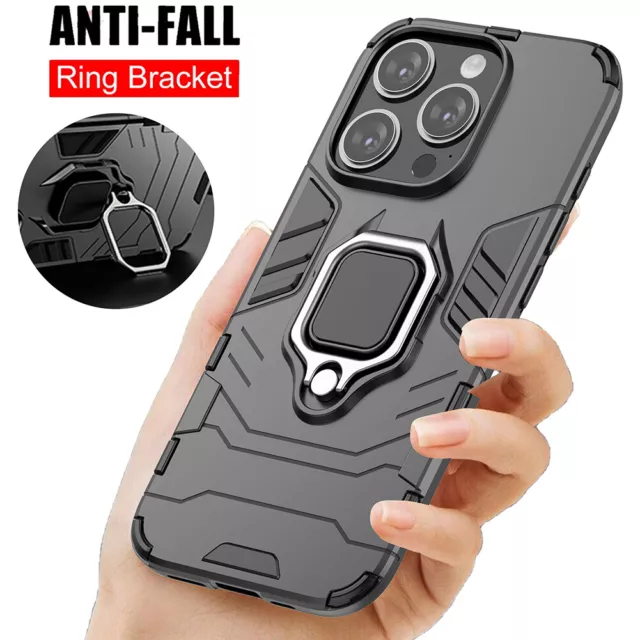 Hülle stoßfest Finger Ring Halter Armor Hard Cover Für iPhone 15 Pro /Max / Plus