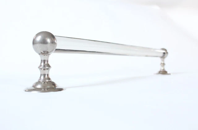 antique glass towel holder | vtg deco victorian kitchen towel bathroom nickel