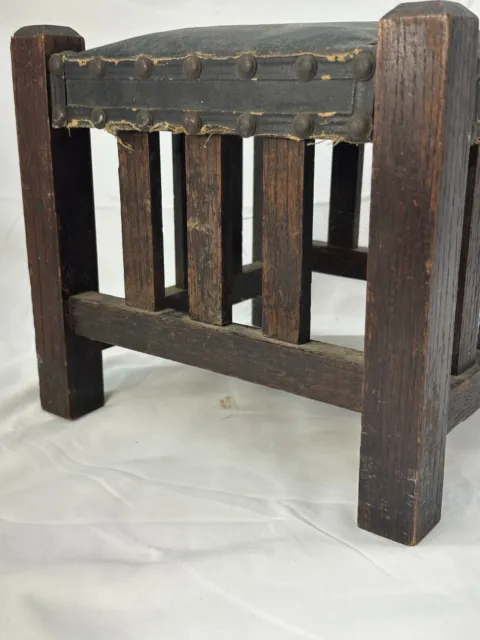 antique oak arts & crafts mission oak stool footstool c 1910 good size