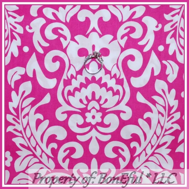 BonEful Fabric Cotton Pink White Bright Flower Damask Dot Breast Cancer US SCRAP