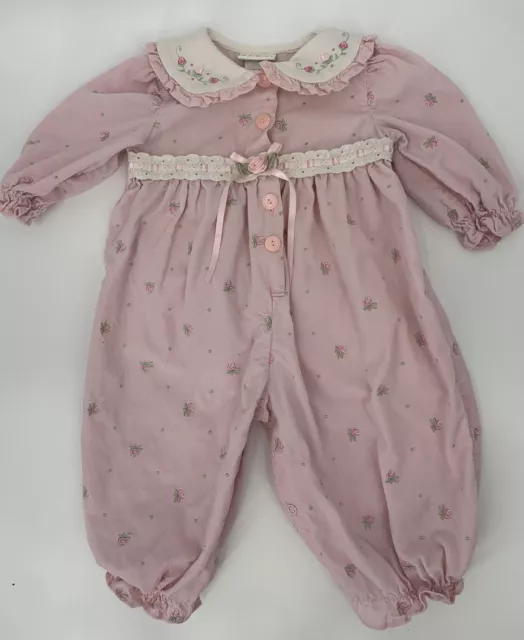 VINTAGE B.T. KIDS Romper Baby Girl 12 Months Pink Corduroy Rose ...