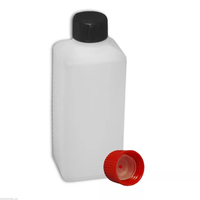 Flacon 250 ml plastique DIN 25, bouchon à vis avec insert, PEHD (22008+22017)