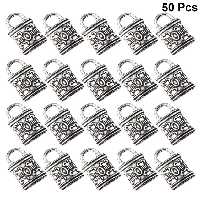 50 Stück Alloy Carved Lock Anhänger Charms Schmuckherstellung Zubehör für