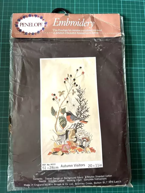 Vintage Penelope Embroidery Kit AUTUMN VISITORS - 20"x11" P777 Sealed Chaffinch?