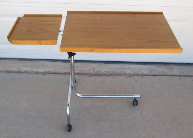 HMN Danecastle Teak Chrome Music Stand Tray Table Cart Rolls Adjustable Denmark