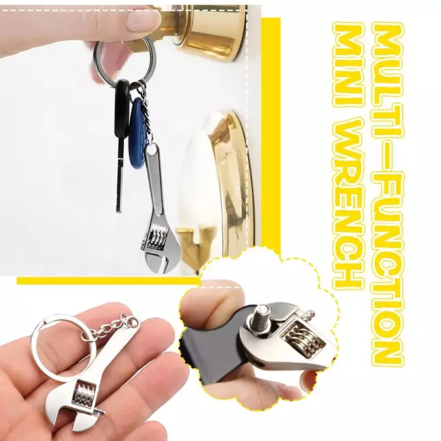 Adjustable Spanner Tool Mini Key Chain Monkey Wrench For Repair Steel L6R5