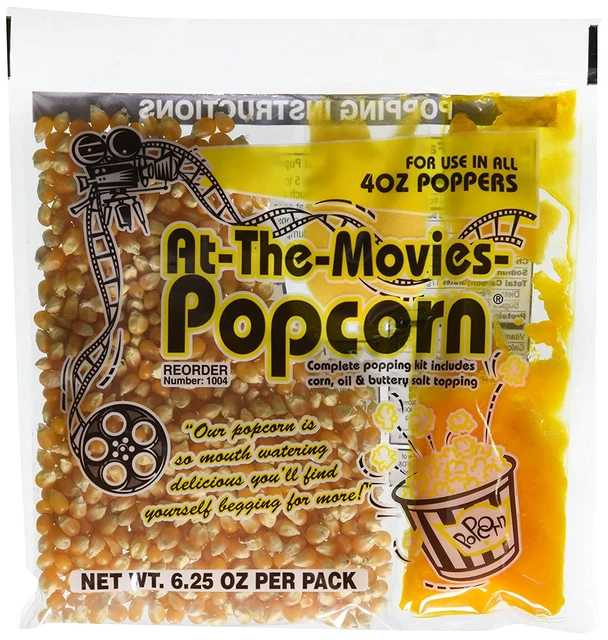 At-The-Movies Popcorn & Coconut Oil Portion Packs-Case of 24 (4Oz Kettle)