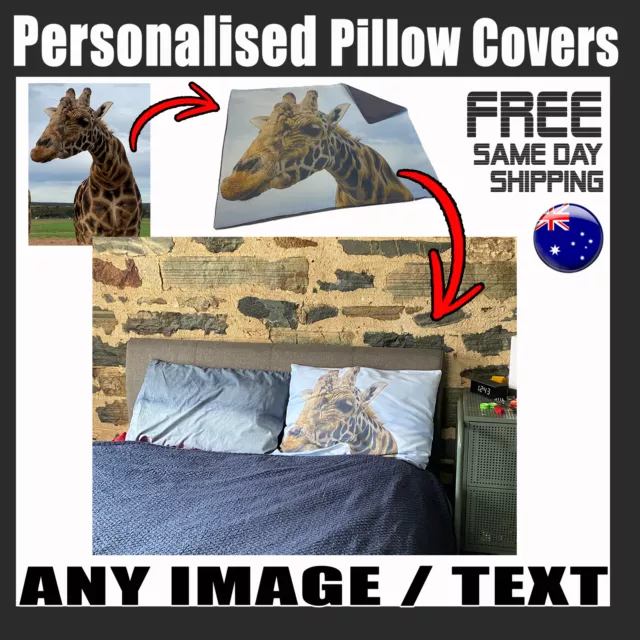 PERSONALISED PILLOW CASE - Custom Any Photo Image Bedroom Cover Gift Gifts