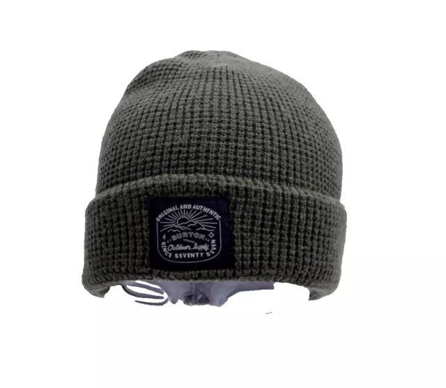 Burton Green Knit Beanie One Size Winter Hat Ski Snow Outdoor Beanie Patch Logo