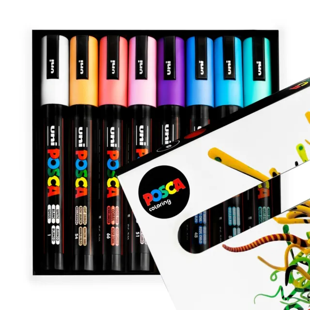 UNI-BALL POSCA PC-5M penne arte pennarello vernice - set di 8