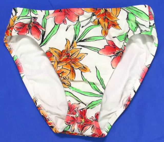 VENUS Women's WHITE/ MULTI Floral Print HIGH-CUT CHEEKY Swim Bikini Bottom Sz 6