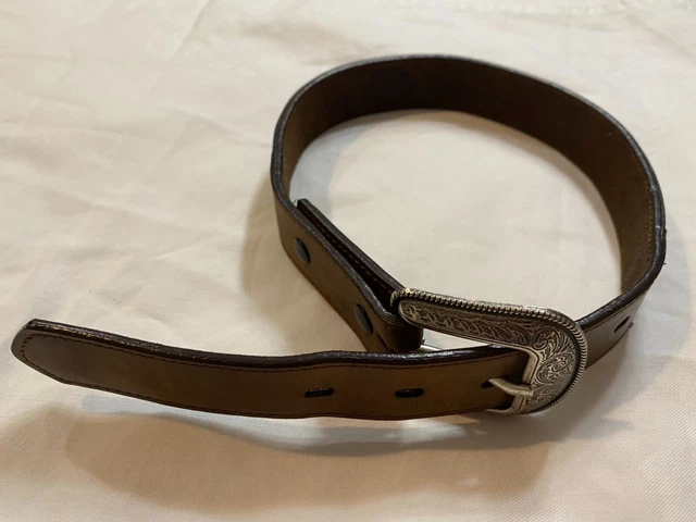 3D Brand Brown Oiled Leather Western Overlay Belt Style# 1492 Boy's Size 20
