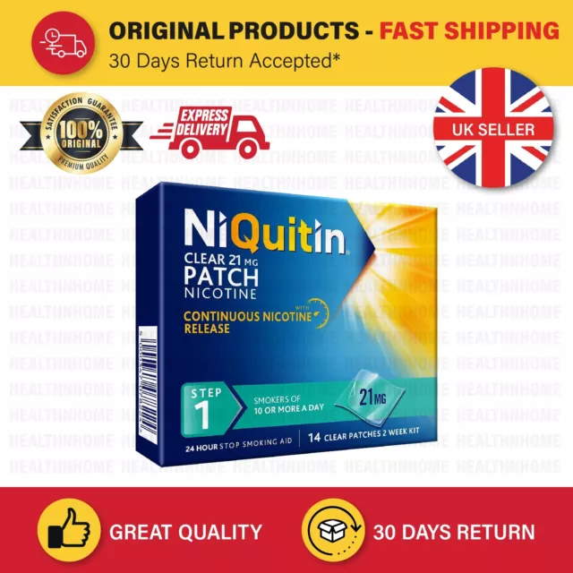 NiQuitin Clear Patch Step 1 21mg Stop Smoking Aid - 14 patches Nicotine