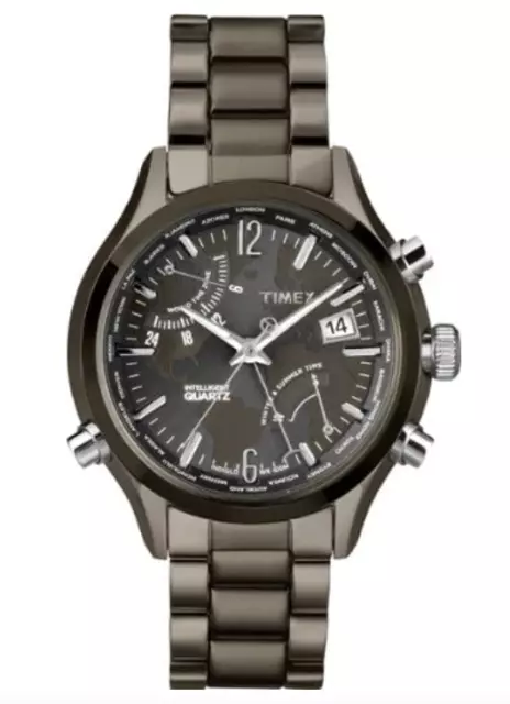 Timex Intelligent Quartz T2N946 Mens Grey World Time Watch